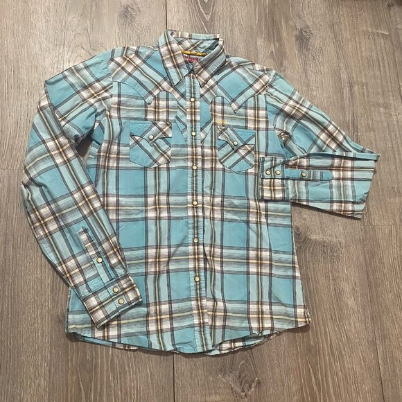 Cruel Girl Blue Plaid Button Down Shirt - Picture 1 of 4
